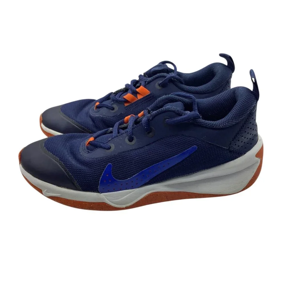 Nike Omni Multi-Court Athletic‎ Shoe DM9021-400 US Youth 5 Navy Blue Orange